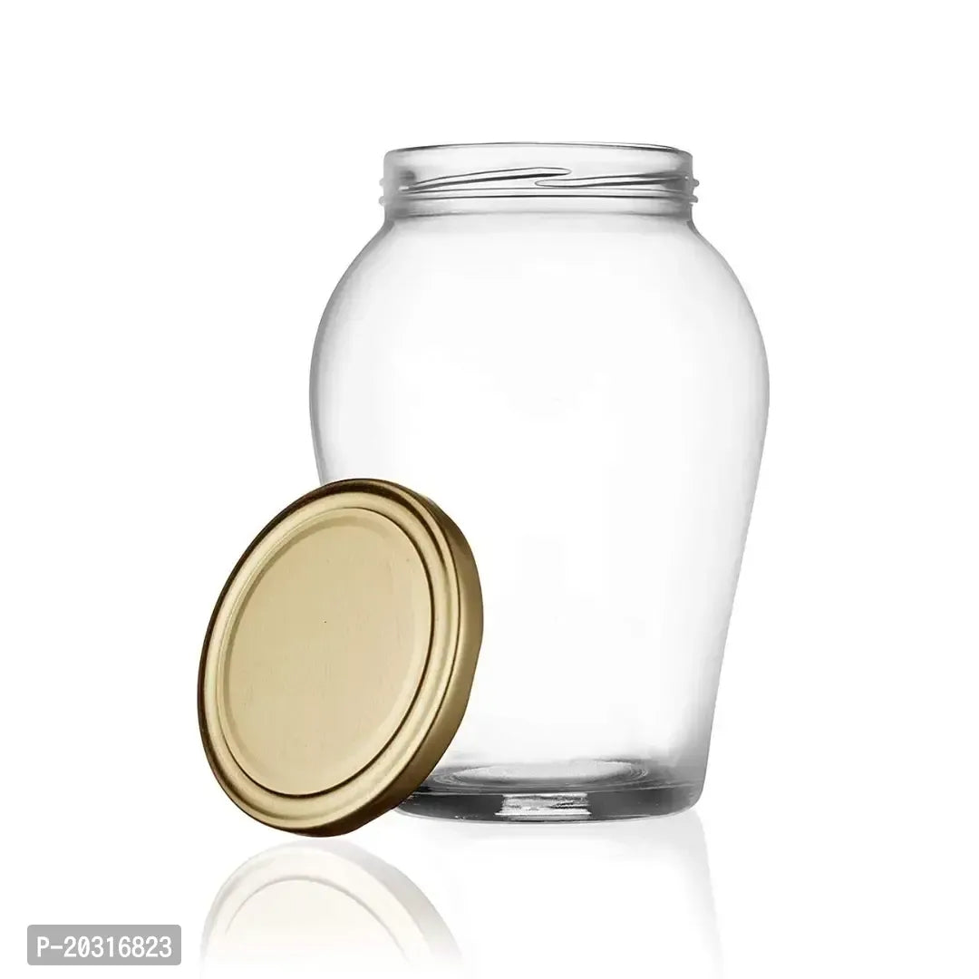 Set Of 2 Glass Storage Jar 1000 ml Matka Shape