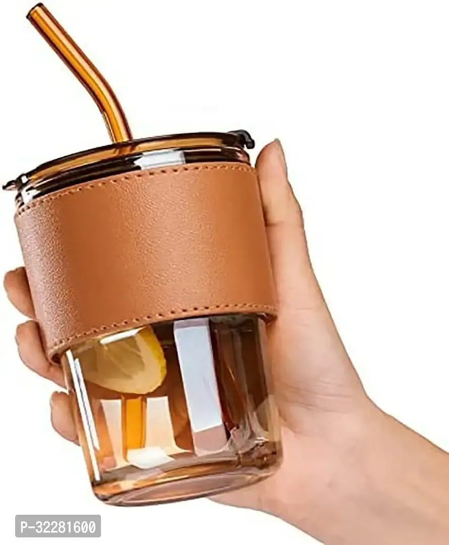 Classy Glass Tumbler With Leather Grip